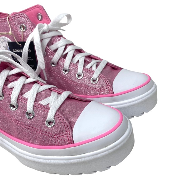 Converse Chuck Taylor Lugged Lift Pink Canvas Kids Women's High Sneaker A05230C - Picture 4 of 10